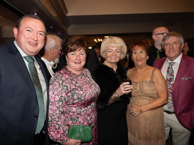 John Rouane, Asumpta Rouane, Caitlin Brenett, Caithlin Hurley (Nee Grant) and Jerimah Hurley 2025 Tip O’Neill Irish Diaspora Awards took place on Friday evening at the Inishowen Gateway Hotel in Buncrana, honouring four exceptional members of the Global Irish community whose achievements reflect the enduring spirit and values of the Irish diaspora. Photo Clive Wasson : .