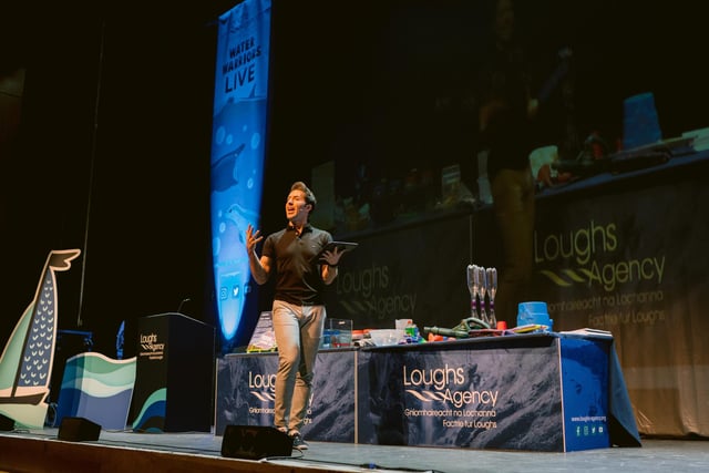 Mark the Science Guy entertaining the crowd at the Water Warriors event, Millennium Forum