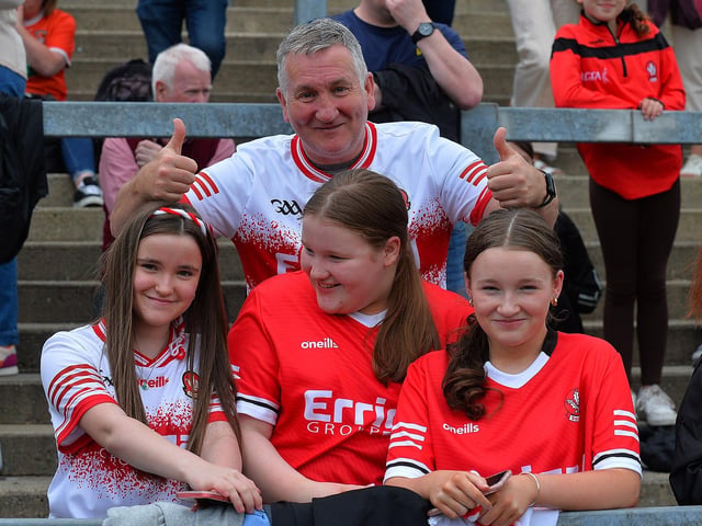 Derry fans at the game against Armagh in Celtic Park. Photo: George Sweeney