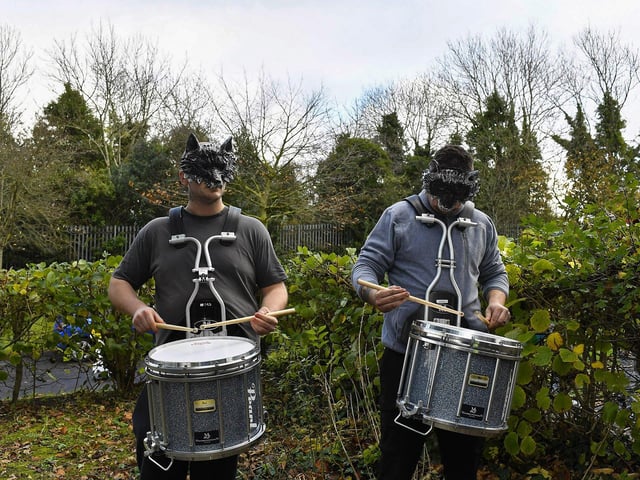 Drummers provide entertainment during the Autumn Festival with Pumpkin Patch at St Columba’s Primary School, Newbuildings, on Saturday afternoon last. Photo: George Sweeney