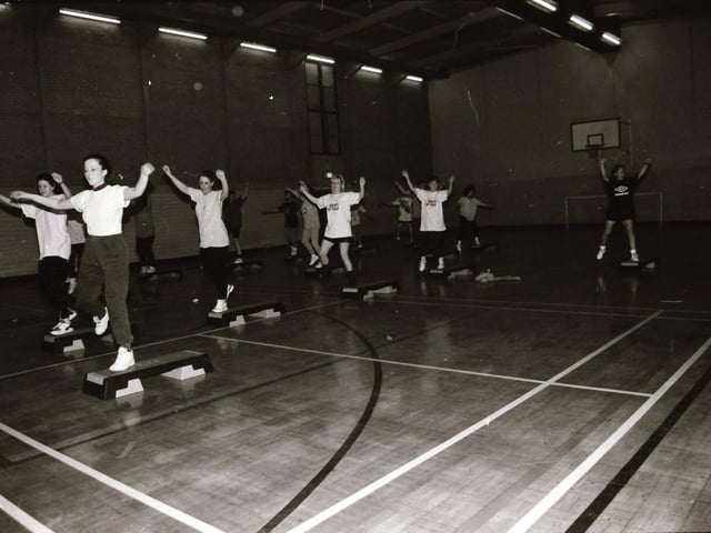 Step aerobics at Shantallow Youth Club.