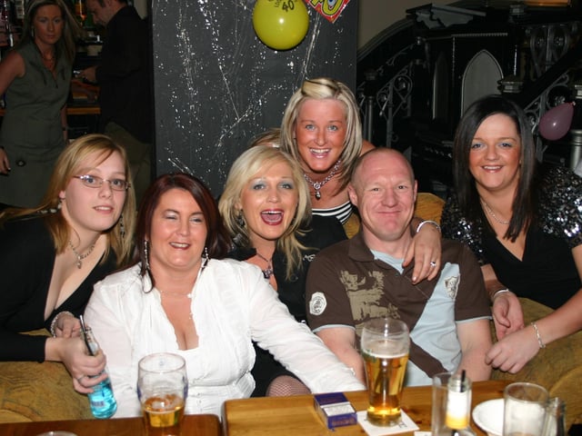 Gary Seymour pictured with a group of girls at his Birthday in Masons. 2230/dd : Parties and celebrations January 2006: G Seymour.