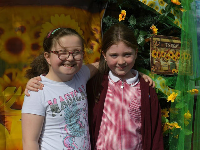 Friends Sarah and Hollie were at the launch of the District of Hope at Farland Way, Hazelbank, on Tuesday afternoon last. Photo: George Sweeney