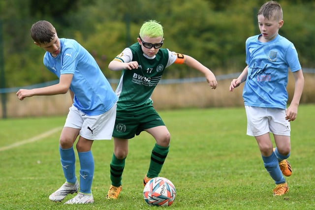 Foyle Harps Colts player Jack McGinley pictured in action against Ballymena United Academy during their Under-9's match at Broadbridge.