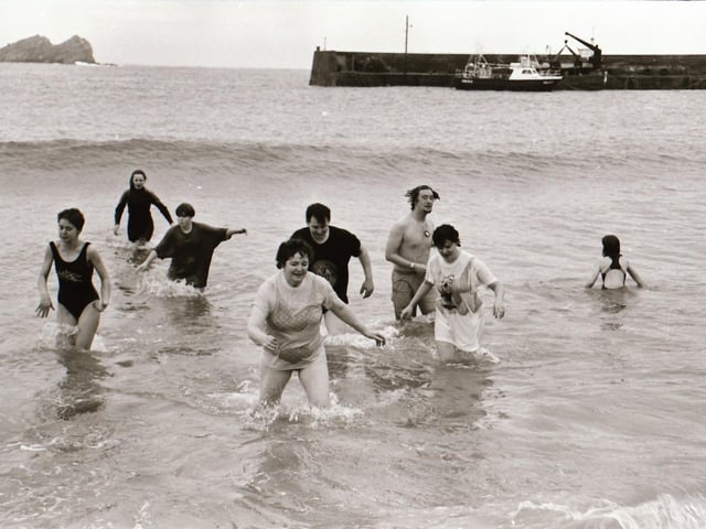 Taking a cold dip at Malin Head during Christmas Day, back in December 1994.