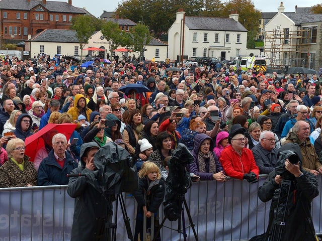 Some of the large attendance at Ebrington Square for Phil Coulter’s live performance of his iconic hit ‘The Town I Loved So Well' on Saturday afternoon last. Photo: George Sweeney. DER2240GS – 14