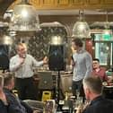 Andrew Trimble (centre) and Kieran Campbell (right) take part in a question and answer session