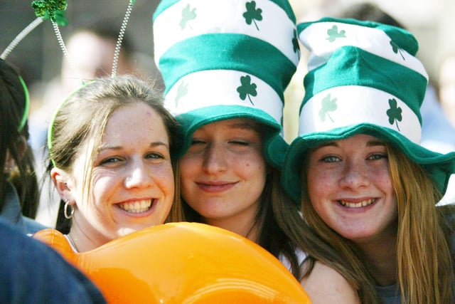 IRISH EYES ARE SMILING......  Pretty faces at the St.Patrick's Day celebrations in Derry.  (1803JB09):.
