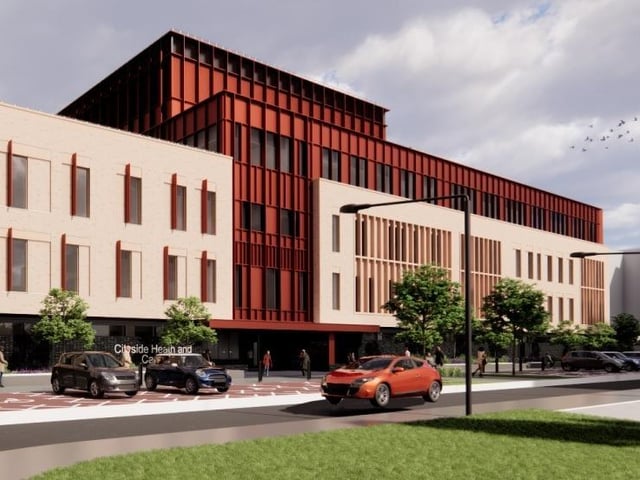 An artist's impression of how the new Cityside Health Hub at Fort George in Derry will look.