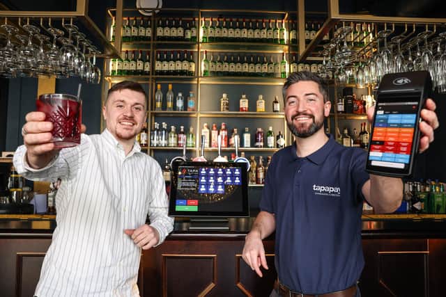 RST EPoS has unveiled a significant six-figure investment in an innovative new payment technology aimed at enhancing efficiencies for retail and hospitality businesses. Pictured (left to right) are; James Joyce, Director of Operations & Business Development, Haymarket Belfast; and David Patterson, Account Manager, RST EPoS.