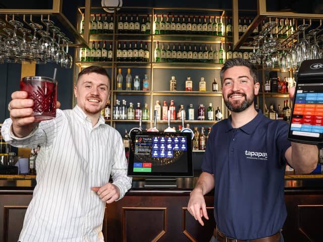 RST EPoS has unveiled a significant six-figure investment in an innovative new payment technology aimed at enhancing efficiencies for retail and hospitality businesses. Pictured (left to right) are; James Joyce, Director of Operations & Business Development, Haymarket Belfast; and David Patterson, Account Manager, RST EPoS.