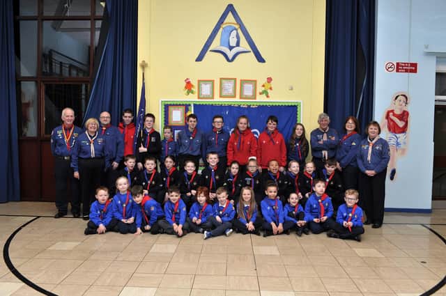 2008: Cubs, Beavers and Scouts with Group Leaders pictured after the annual St Eugene’s 4th Derry Scout Group investiture held in St Anne’s Primary School. DER4816GS024