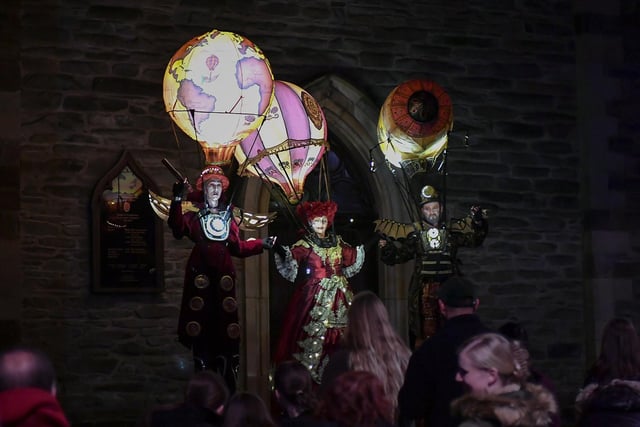 Revellers, performers and early contenders for the best Halloween costume converged on Derry’s city centre on Monday evening for the opening of the 2024 Halloween festivities.  Photo: George Sweeney