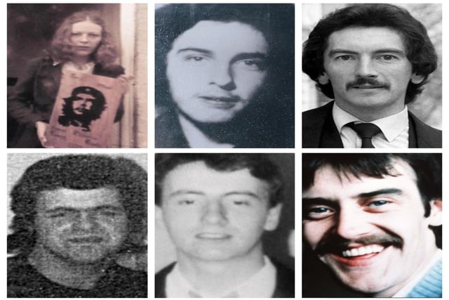 Clockwise from top left, Ethel Lynch, John McDaid, Antoine Mac Giolla Bhríghde, Danny Doherty, William Fleming and Kieran Fleming.