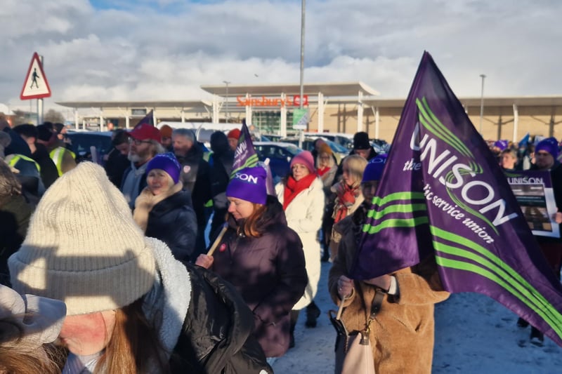 Marchers set off from Sainsbury's car park.