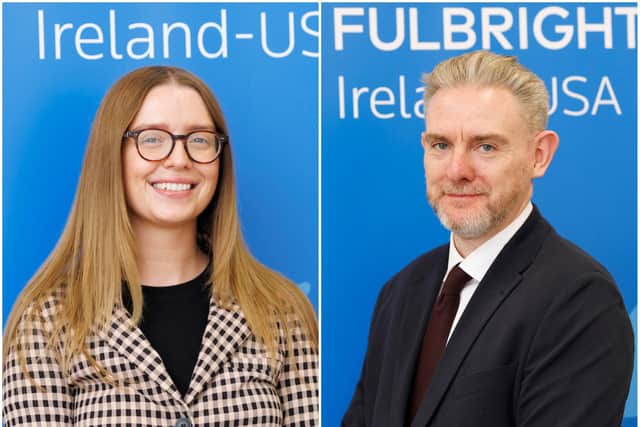 Caitlin Harkin and Professor Peter Ferry, who were presented with Fulbright Awards last Thursday night.