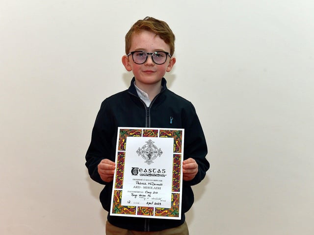 Patrick McDermott was Highly Commended for P6 Boys Verse at the Feis Dhoire Cholmcille on Tuesday at the Millennium Forum. Photo: George Sweeney.  DER2315GS – 157