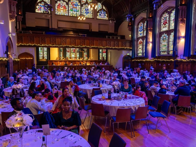 The Mayor Councillor Lilian Seenoi-Barr hosted a Christmas Community event at the Guildhall for people from across the Derry City and Strabane District Council area on Sunday. Picture Martin McKeown. 01.12.24 : Mayor's Community Christmas Party