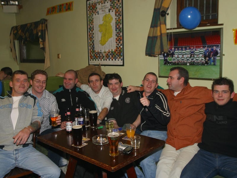 Happy Birthday JohnLeft to right Robert Harkin, Jim McDaid, Paddy Friel, Kevin Doherty, Paul McIntyre Sean Friel, John McDaid and Billy McIntyre.:Derry parties from November 2003