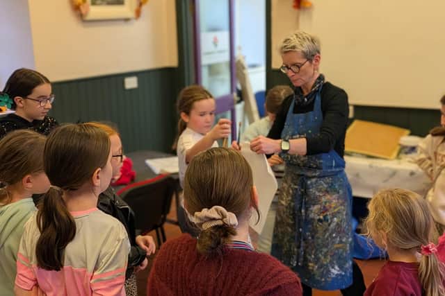 Lantern makers from Park Arts & Crafts with artist Sheila Byrne