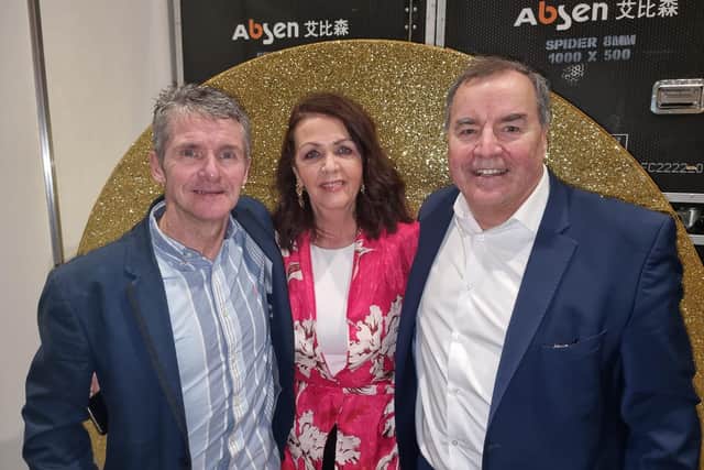 Derry native Don Mullan pictured with the parents of Dancing with the Stars finalist Damien McGinty.