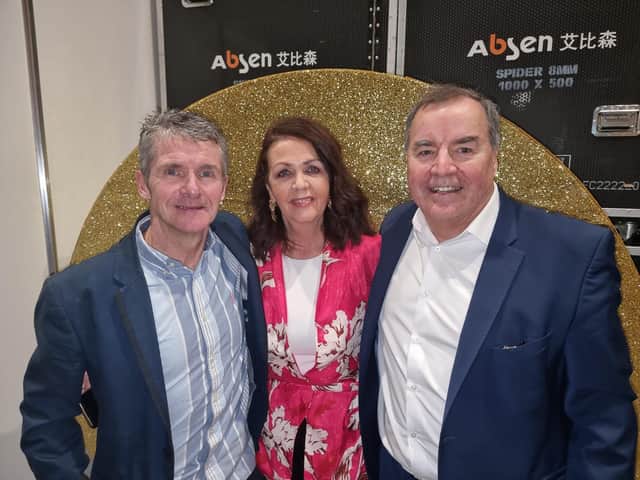 Derry native Don Mullan pictured with the parents of Dancing with the Stars finalist Damien McGinty.