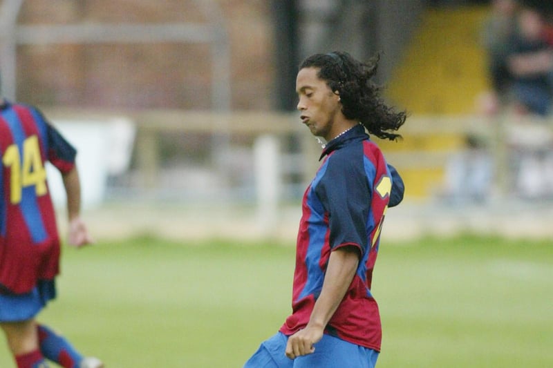 Ronaldinho during the pre-match warm up.