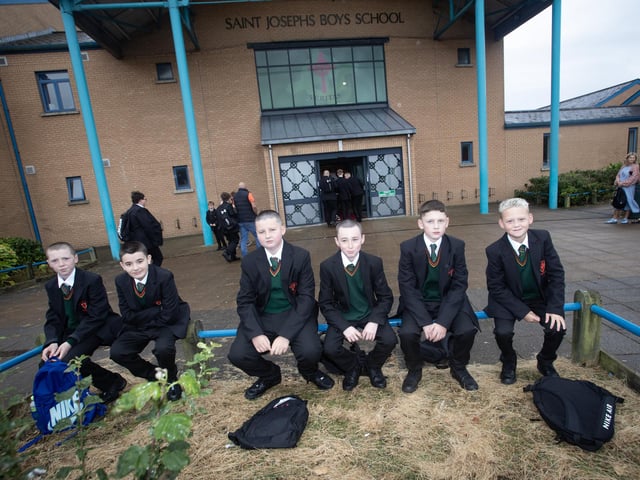 A section of the new Year 8 intake at St. Joseph's Boys School pictured on Monday morning. : St. Joseph's Boys School welcomes latest influx of Year 8 pupils