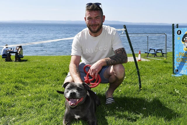 Sonic with Stephen McGonagle at the Moville Summer Festival Pet Show, held on The Green. Photo: George Sweeney