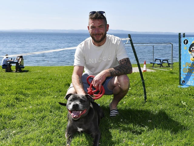 Sonic with Stephen McGonagle at the Moville Summer Festival Pet Show, held on The Green. Photo: George Sweeney