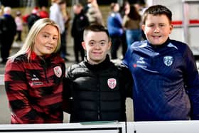 Happy Derry City fans enjoying a winning night at Brandywell.