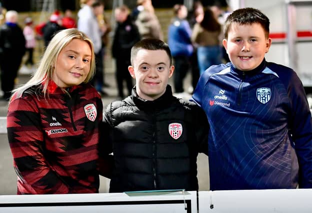 Happy Derry City fans enjoying a winning night at Brandywell.