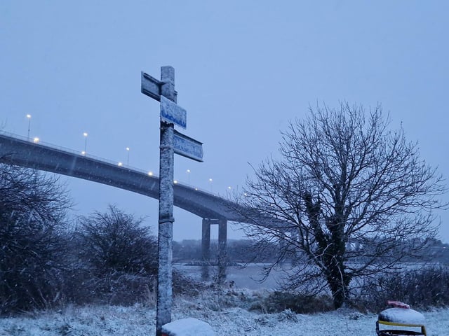 Bay Road Park Local Nature Reserve receives a blanket of snow.