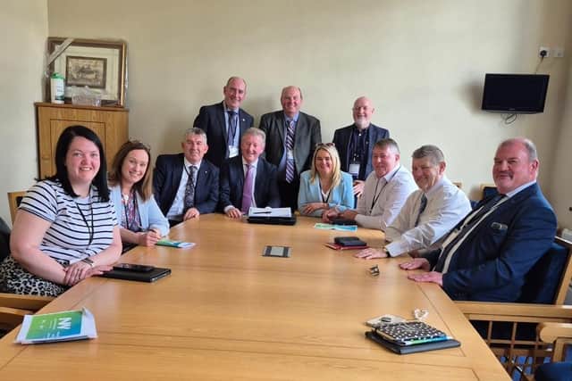 Members of the North West Regional Development Group (NWRDG) with the Minister of State in the Irish Department of Transport Seán Canney in Dublin on Wednesday. They travelled to the capital to progress discussions in relation to improving rail connectivity to the North West.