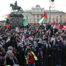Attendees at a demonstration organised by 'Together for Palestine' in central Stockholm, Sweden, on February 17, 2024. (Photo by Fredrik PERSSON / TT NEWS AGENCY / AFP) / Sweden OUT (Photo by FREDRIK PERSSON/TT NEWS AGENCY/AFP via Getty Images)