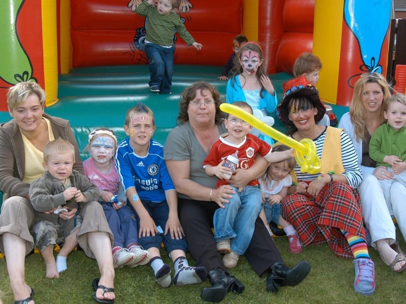 Aidan Lynch celebrating his birth with a bouncy castle.