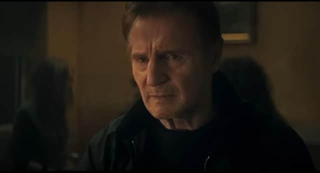 Liam Neeson in a scene from 'In the Land of Saints and Sinners.' Picture from Youtube.