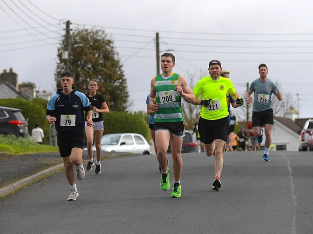 Competitors take part in the Tomás memorial 5k run held in Moville on Sunday morning. Photo: George Sweeney