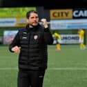 Derry City manager Ruaidhri Higgins salutes the fans at the end of the game against KuPs. Photo: George Sweeney. DER2330GS -