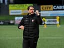 Derry City manager Ruaidhri Higgins salutes the fans at the end of the game against KuPs. Photo: George Sweeney. DER2330GS -