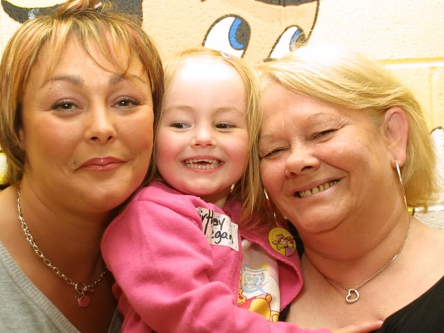 Celebrating Meghan McFadden's 3rd birthday party at the Fun Factory in 2003.