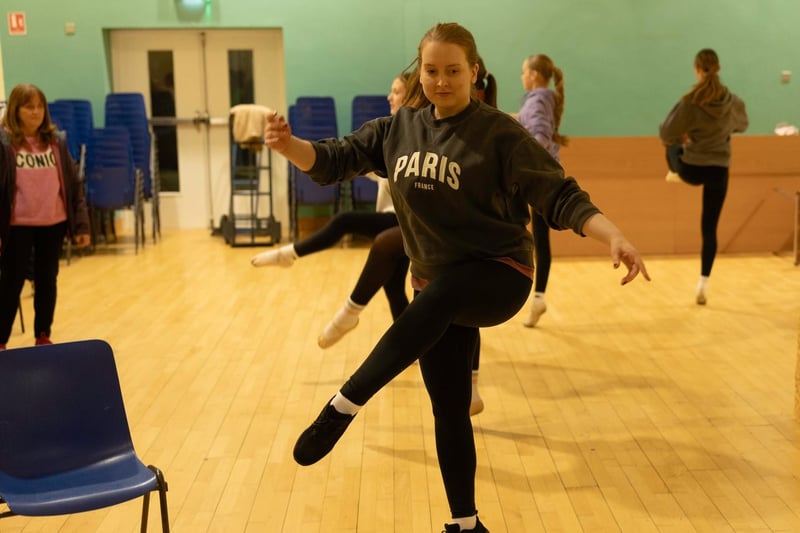 Members of the ensemble in rehearsal for Oklahoma.