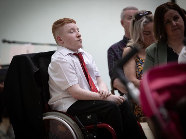 Students and parents attending the Year 12 Leavers Mass at St. Joseph's Boys School on Wednesday. : .