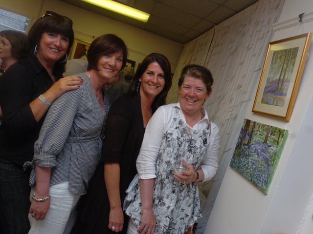 Local artists, pictured at the launch of an exhibit at the Eden Place Arts Centre. Included from left, are Marie MCGee, Breidge, Maeve Fearon and Aideen Corr. (1806SL20) Photo: Stephen Latimer