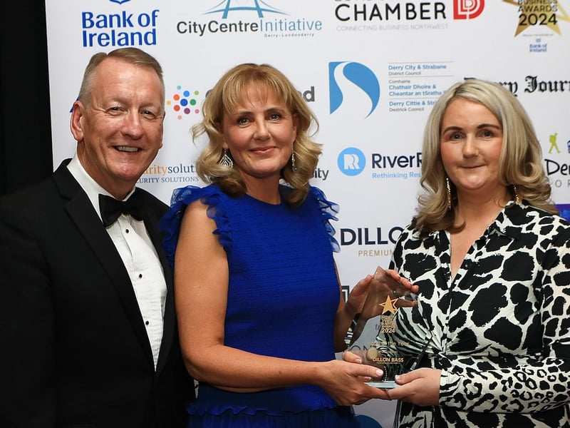 Jim Roddy, CEO of City Centre Initiative, presenting The Ebrington Hotel with the Hotel of The Year Award.