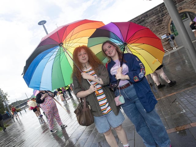 Sisters-in-law Rebecca Devine and Cara Devine pictured at Saturday's Foyle Pride Parade. (Photos: Jim McCafferty Photography)