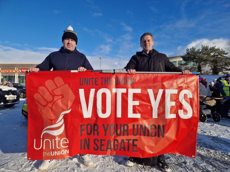 Striking public sector workers in Derry.
