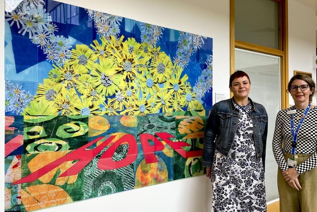 Seliena Coyle, Artist in Residence at the North West Cancer Centre pictured with Debbie Hunter, Macmillan personalised care facilitator.