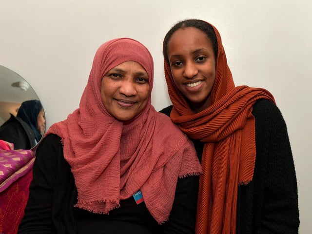 Howeda and Manal pictured at the North West Islamic Association’s Tea and Tour day in Pennyburn on Sunday afternoon last. Photo: George Sweeney. DER2311GS – 11