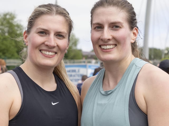 Twin sisters at when they completed the Half Marathon. (North West Newspix)